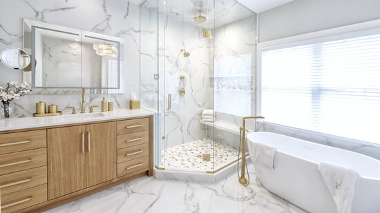 Updated bathroom with modern fixtures and clean tile work